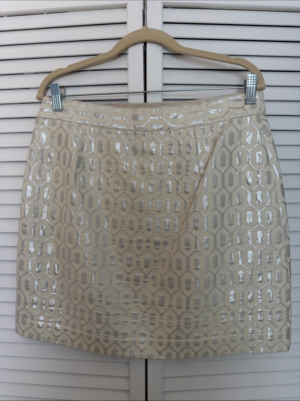Banana Republic Cream Metallic Geo Mini Skirt